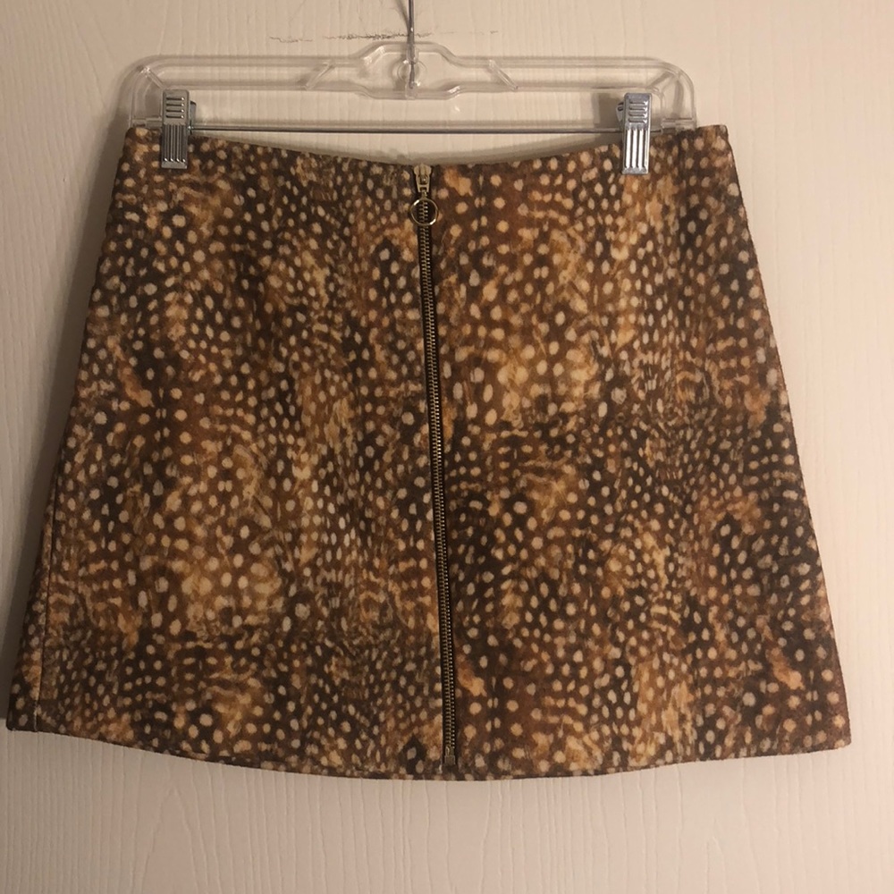 Topshop Animal Print Zip Front Skirt Sz6